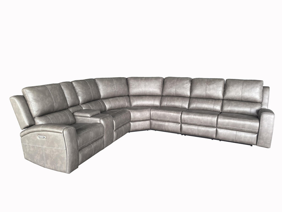 Lumen 4-piece Faux Leather Triple Power Reclining Sectional Charcoal