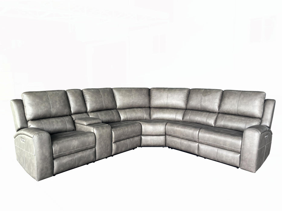 Brickston 3-piece Faux Leather Triple Power Reclining Sectional Charcoal