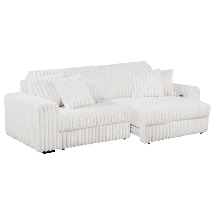 Jacana Corduroy Upholstered Dual Power Chaise Sofa Ivory