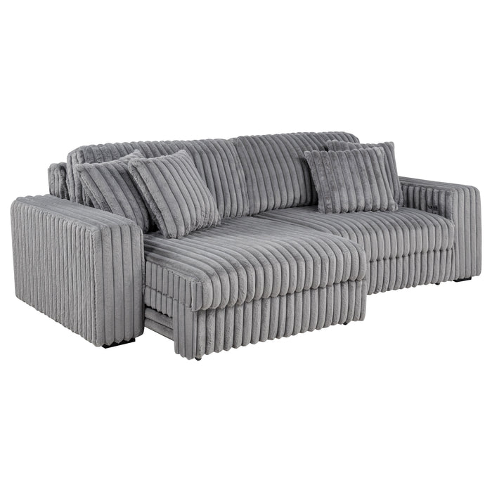 Jacana Corduroy Upholstered Dual Power Chaise Sofa Grey