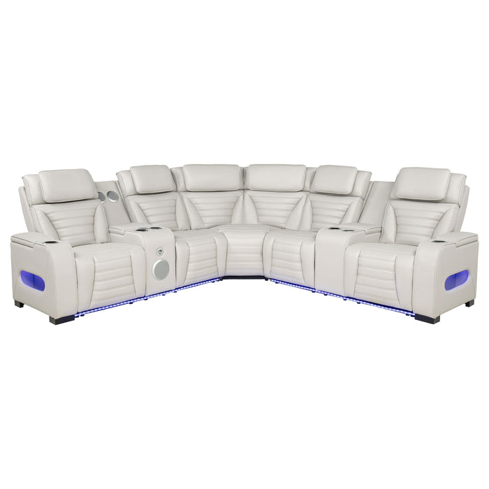 Zuma 3-Piece Dual Power Reclining Sectional with Bluetooth Greige