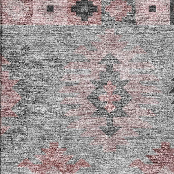 10' X 14' Southwestern Washable Area Rug With UV Protection (677627) - Gray / Mauve / Silver