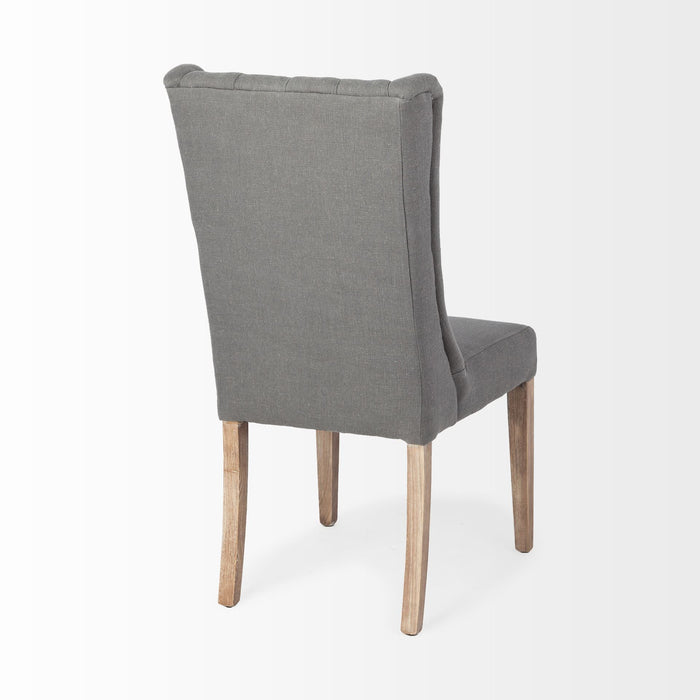 Tufted And Upholstered Linen Wing Back Dining Side Chair - Gray