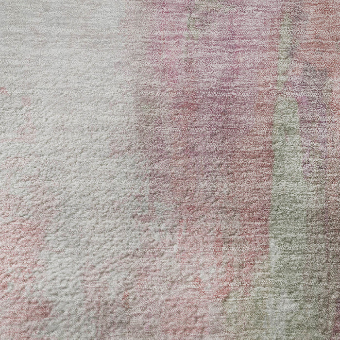 10' X 14' Abstract Washable Area Rug With UV Protection (709908) - Blush / Green / Gray