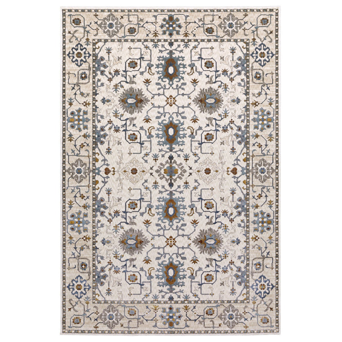 10' X 13' Oriental Area Rug - Ivory / Blue