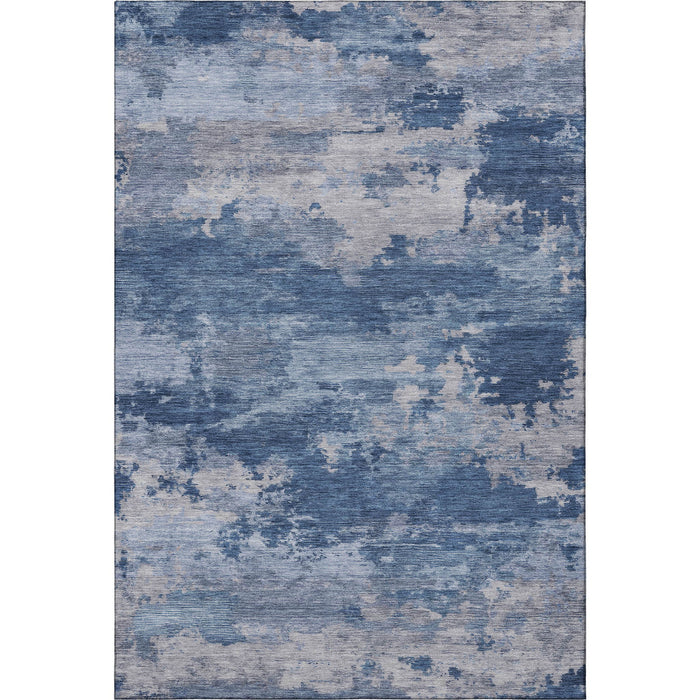 10' X 14' Abstract Washable Area Rug With UV Protection (717194) - Navy Blue / Denim Blue