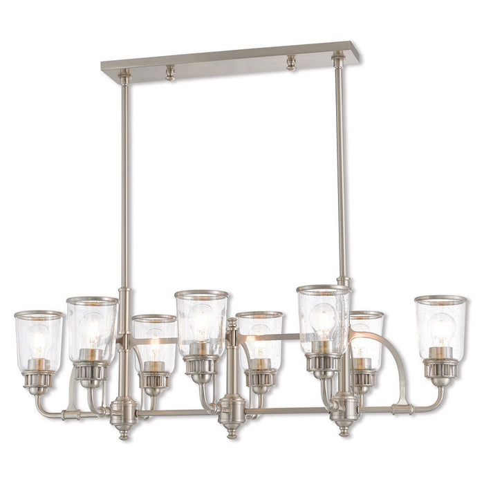 21'' Eight Light Dimmable Chandelier With Shades - Nickel