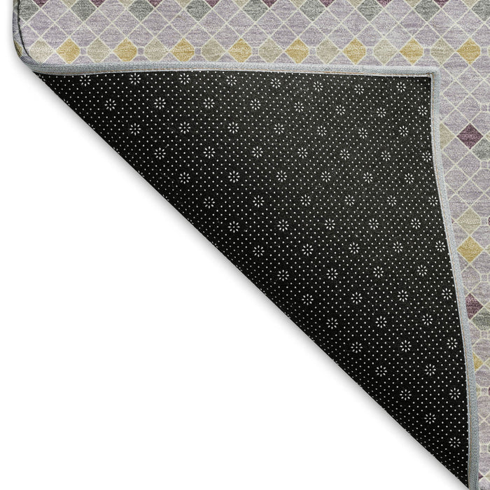 10' X 14' Striped Washable Area Rug With UV Protection (693540) - Lavender / Gold / Gray