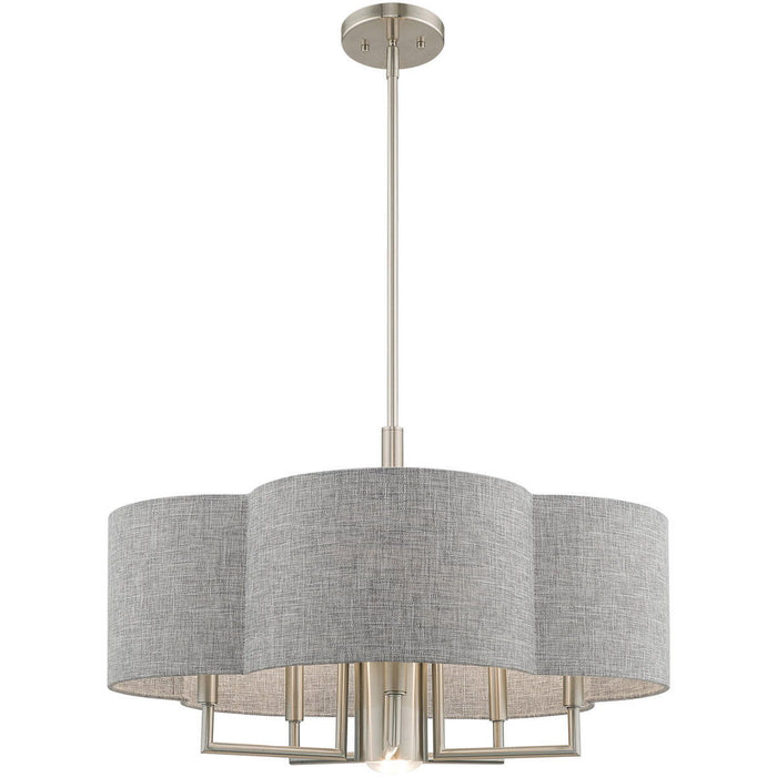 18'' Six-Light Dimmable Chandelier With Shades - Nickel