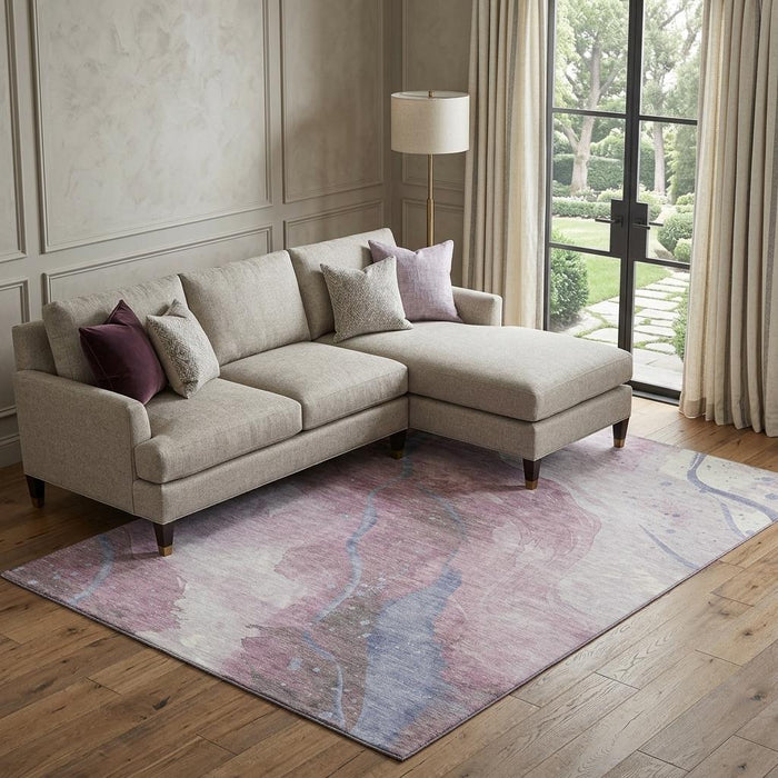 10' X 14' Abstract Washable Area Rug With UV Protection (694254) - Mauve / Blue / Ivory