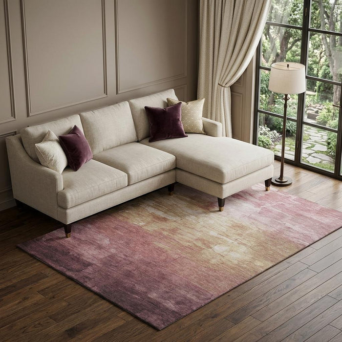 10' X 14' Striped Washable Area Rug With UV Protection (693882) - Mauve / Beige / Pink