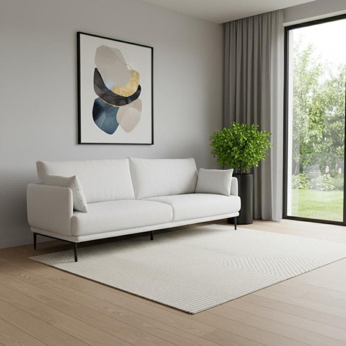 Modern Fabric Loveseat - White / Black