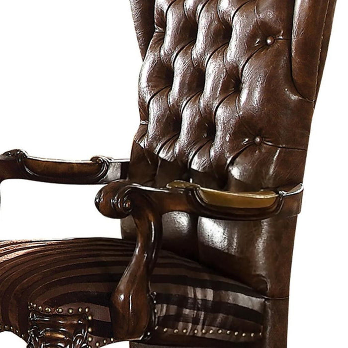 Tufted And Redwood Upholstered Faux Leather Wing Back Dining Arm Chairs (Set of 2) - Brown