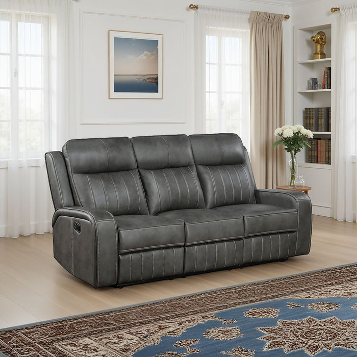 CoasterEveryday Raelynn upholstered track arm motion sofa in grey fabric