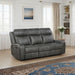CoasterEveryday Raelynn upholstered track arm motion sofa in grey fabric