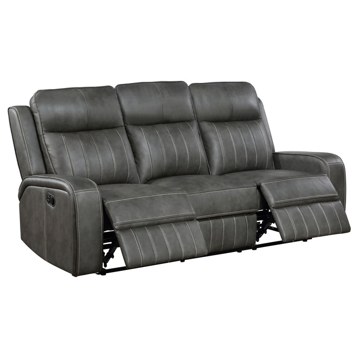 Raelynn upholstered track arm motion sofa in grey by CoasterEveryday