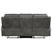 CoasterEveryday Raelynn grey upholstered track arm motion sofa reclining sectional furniture