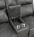 CoasterEveryday Raelynn upholstered track arm motion loveseat in grey fabric