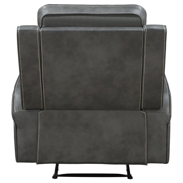 Raelynn upholstered track arm recliner in grey by CoasterEveryday
