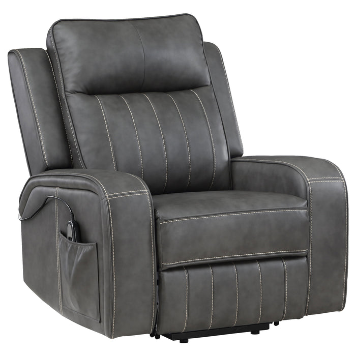 Raelynn upholstered power lift recliner chair in grey by CoasterEveryday