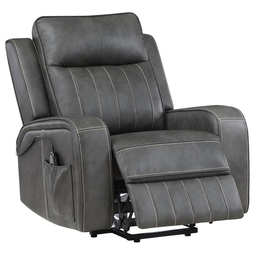 Raelynn Upholstered Power Lift Recliner Chair in grey by CoasterEveryday