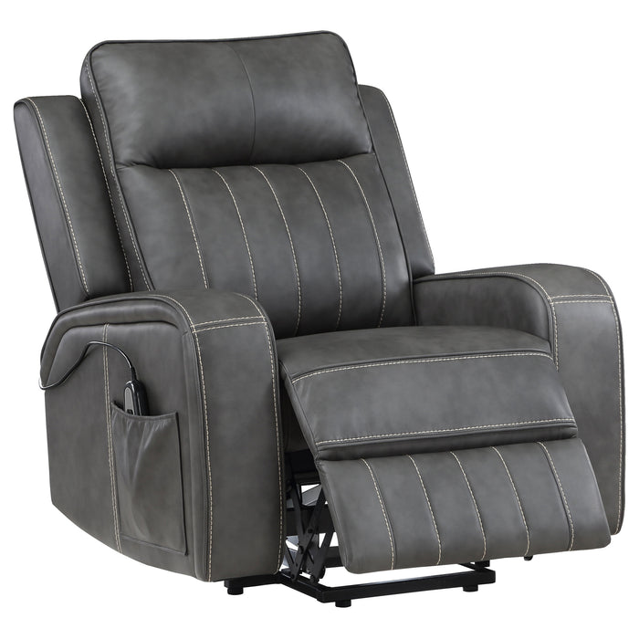 Raelynn Upholstered Power Lift Recliner Chair in grey by CoasterEveryday