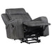 Raelynn grey upholstered power lift recliner chair by CoasterEveryday, side view