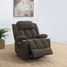 Dark brown upholstered CoasterEveryday power lift recliner chair with padded armrests and plush cushioning for comfortable seating.