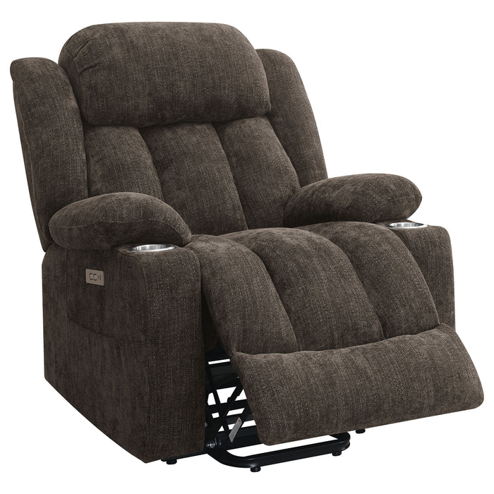 Houston Upholstered Power Lift Recliner Dark Brown