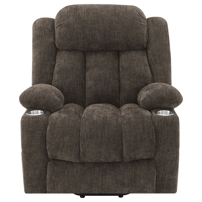 Houston Upholstered Power Lift Recliner Dark Brown
