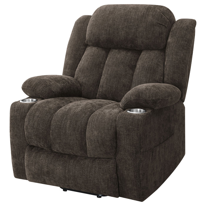 Houston Upholstered Power Lift Recliner Dark Brown