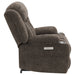 Dark brown upholstered CoasterEveryday Houston power lift recliner chair with padded armrests and plush cushioning.