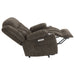 Dark brown Houston upholstered power lift recliner chair from CoasterEveryday with plush cushioning and sturdy frame.