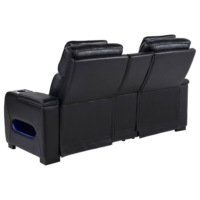 Zuma Dual Power Reclining Loveseat with Bluetooth and Storage Black