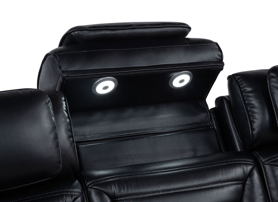 Zuma Dual Power Reclining Loveseat with Bluetooth and Storage Black