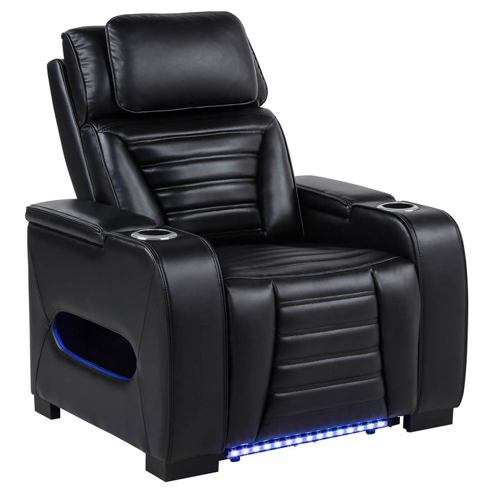 Zuma Dual Power Recliner with Cupholder Storage and LED Lighting Black