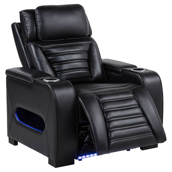 Zuma Dual Power Recliner with Cupholder Storage and LED Lighting Black