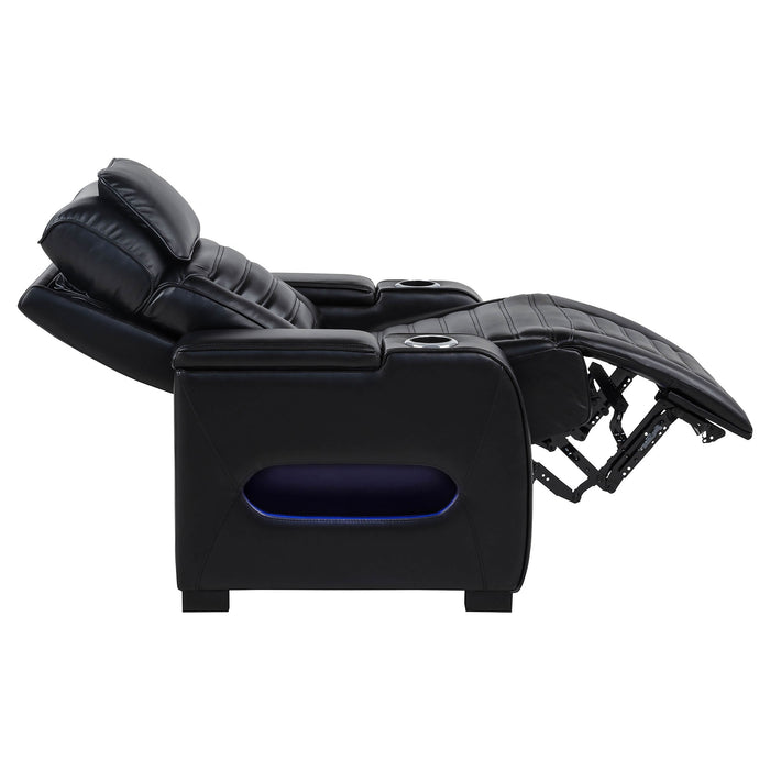 Zuma Dual Power Recliner with Cupholder Storage and LED Lighting Black