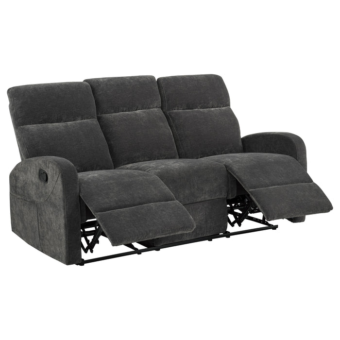 Hamilton 2-piece Chenille Manual Reclining Sofa Set Charcoal Grey