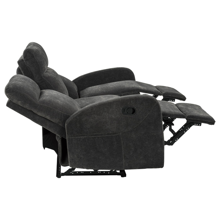Hamilton 2-piece Chenille Manual Reclining Sofa Set Charcoal Grey
