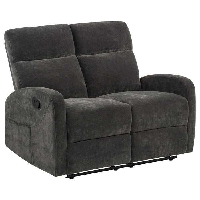 Hamilton 2-piece Chenille Manual Reclining Sofa Set Charcoal Grey