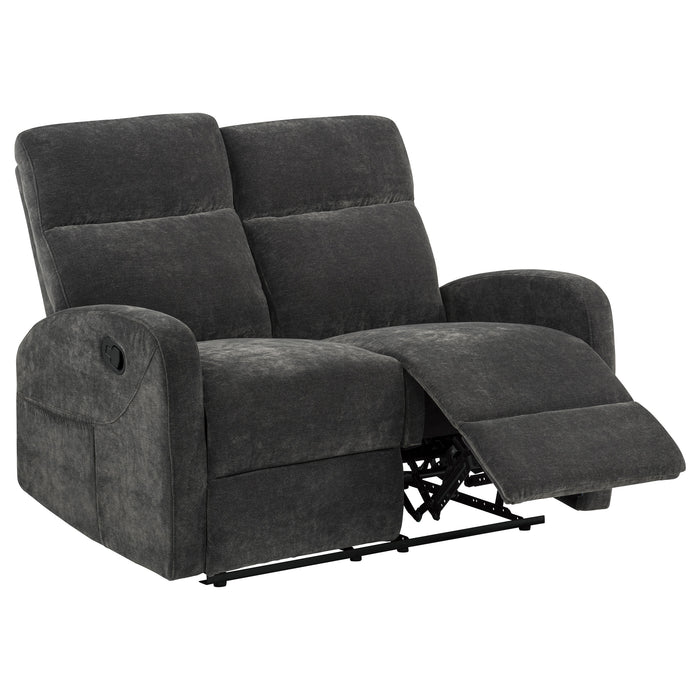 Hamilton 3-piece Chenille Manual Reclining Sofa Set Charcoal Grey