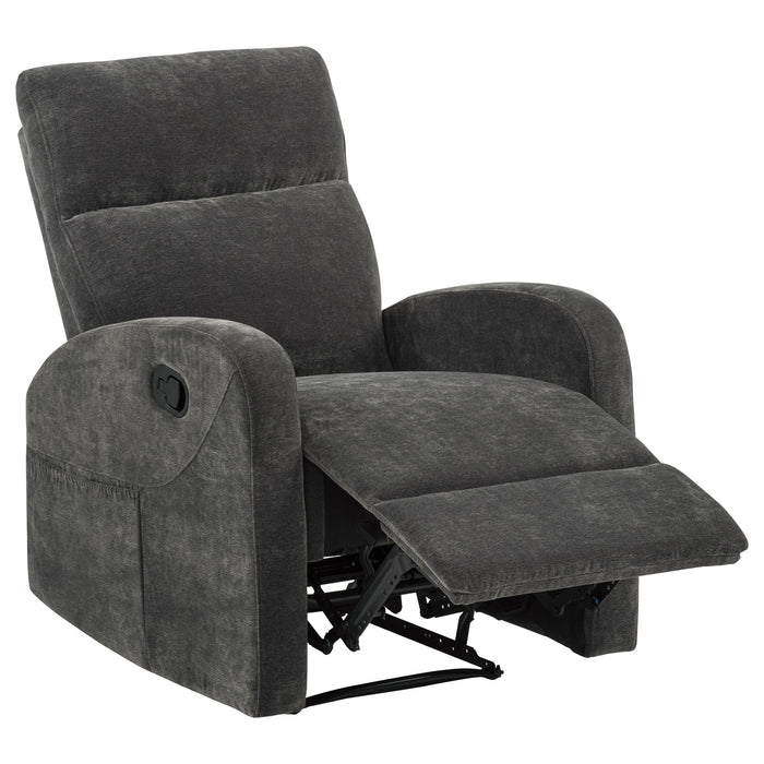 Hamilton 3-piece Chenille Manual Reclining Sofa Set Charcoal Grey