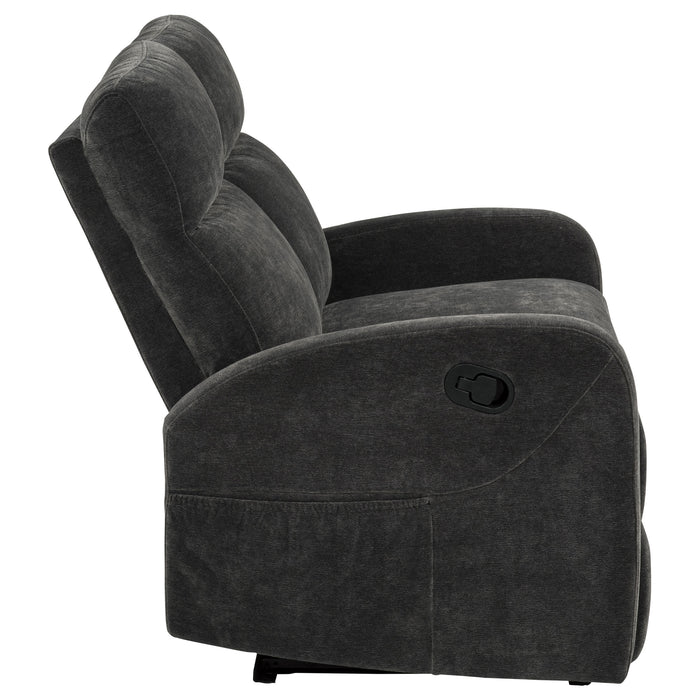 Hamilton Chenille Manual Reclining Loveseat Charcoal Grey