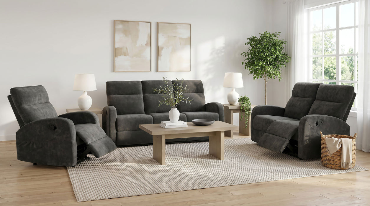Hamilton Chenille Manual Reclining Loveseat Charcoal Grey