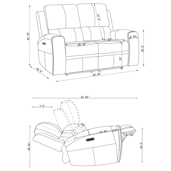 Brickston 2-piece Triple Power Reclining Sofa Set Charcoal