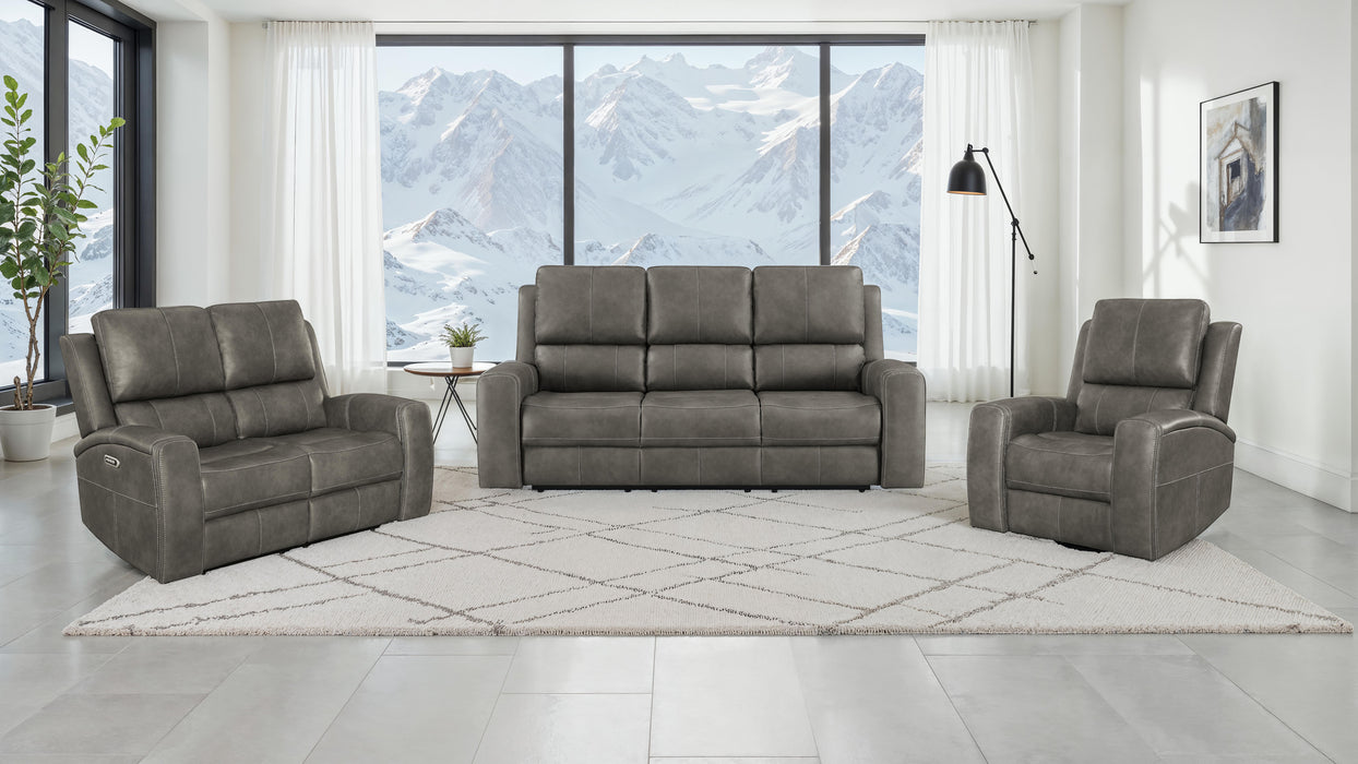Brickston Triple Power Reclining Sofa Charcoal