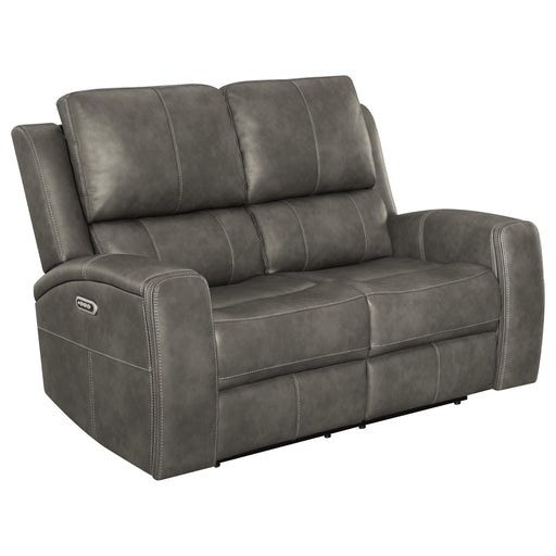 Brickston Triple Power Reclining Loveseat in charcoal by CoasterEveryday