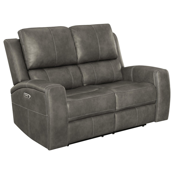 Brickston Triple Power Reclining Loveseat in charcoal by CoasterEveryday