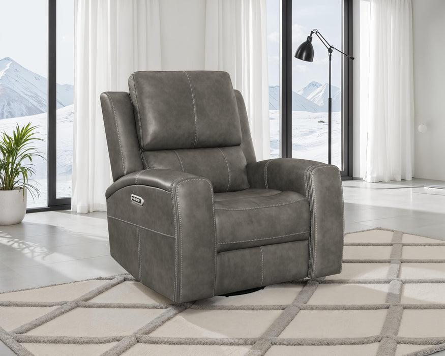 Brickston Triple Power Swivel Glider Recliner in charcoal by CoasterEveryday